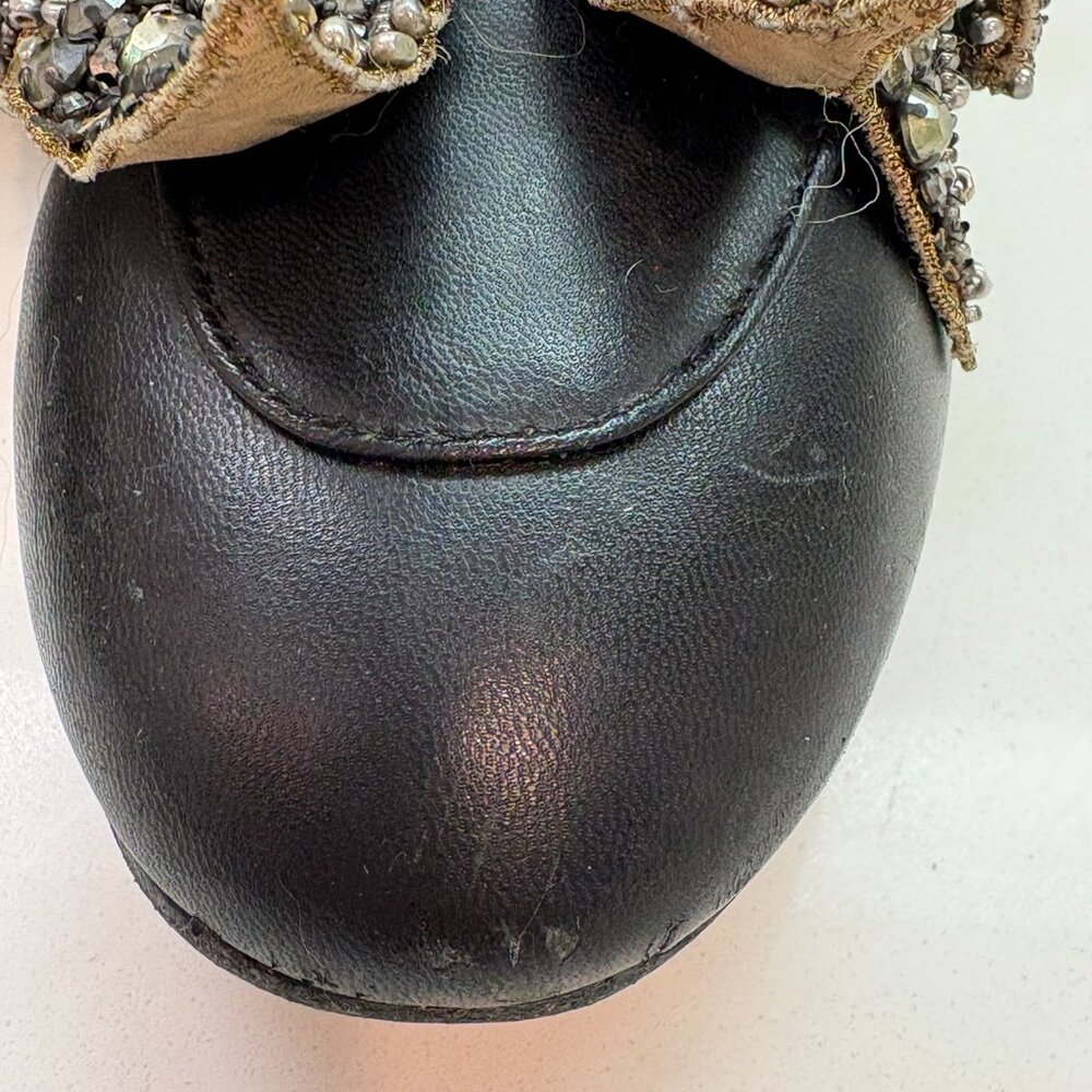Gucci Princetown Fur Lined Crystal Bow Mule Slippers Black Leather Size 36 6 - Picture 8 of 17